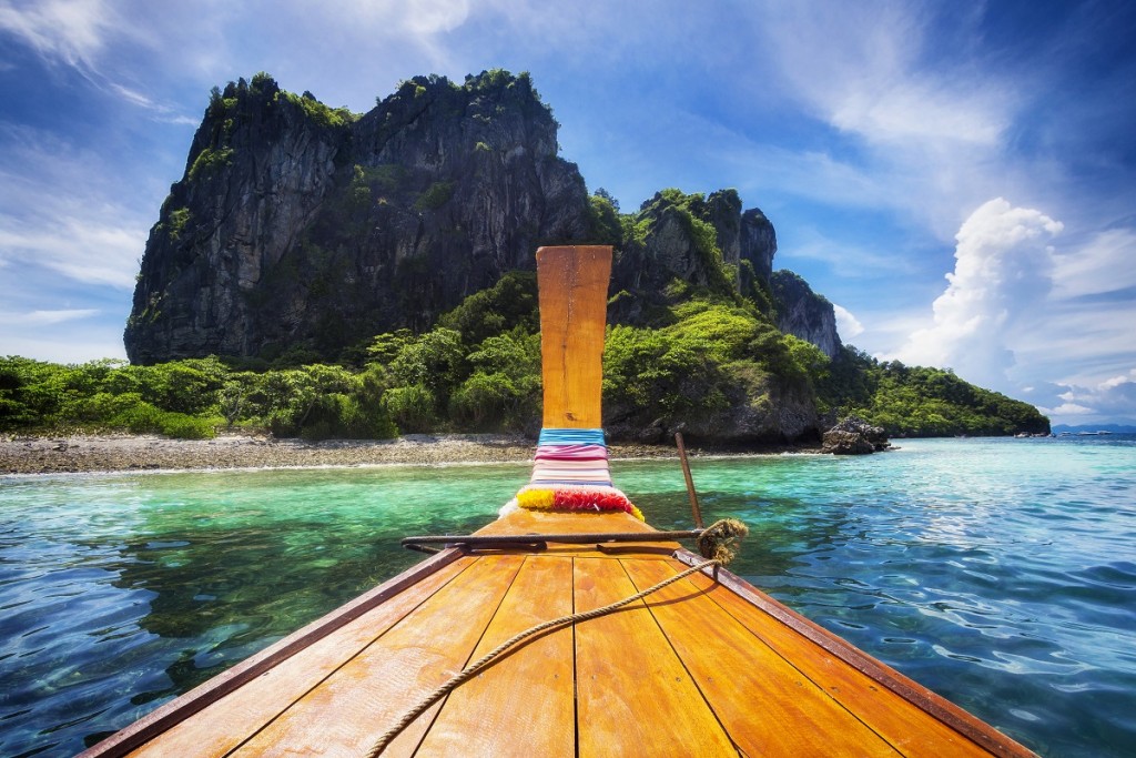 Long Tail Boat in Maya Bay, Koh Phi Phi, Thailand