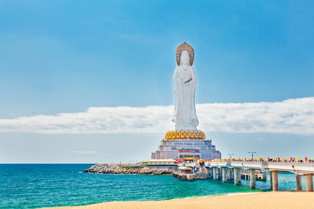 Guanyin statue at seaside, Sanya city, Hainan province, China