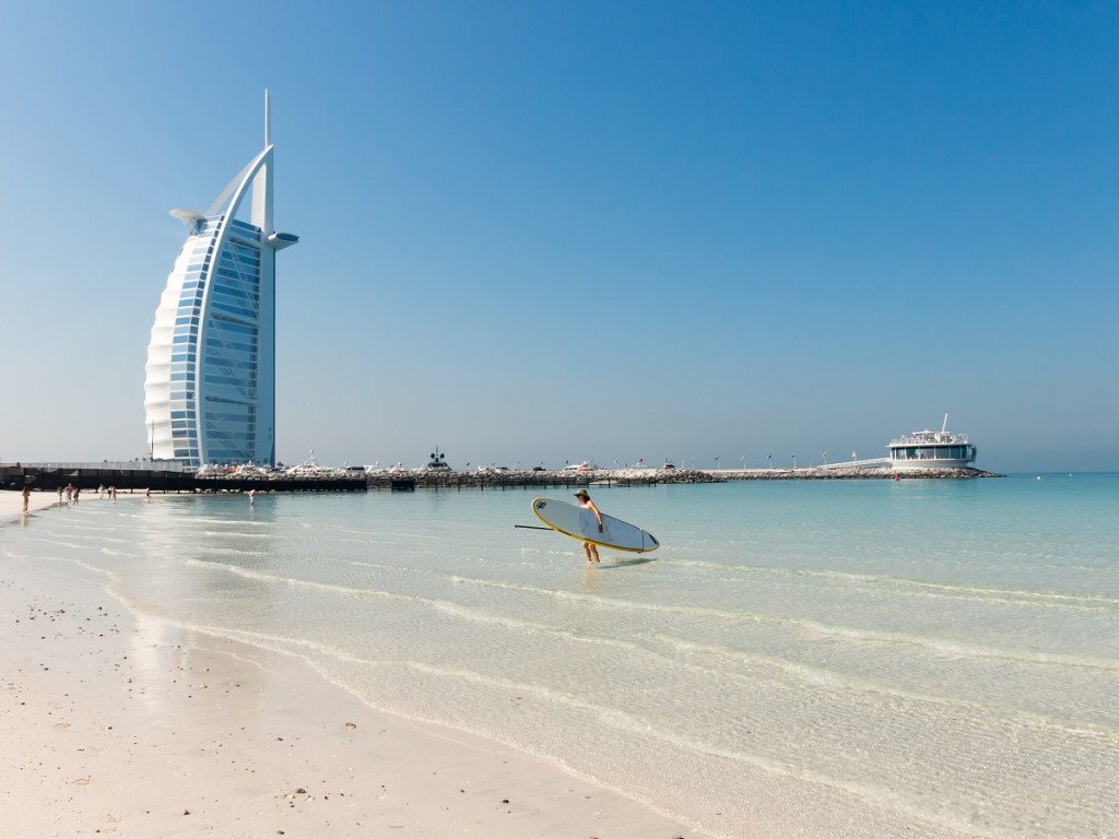 Jumeirah Beach and Burj al Arab Hotel in Dubai