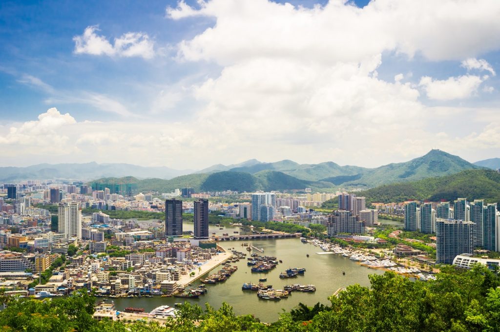 An aerial view of Sanya city, Hainan Province, China