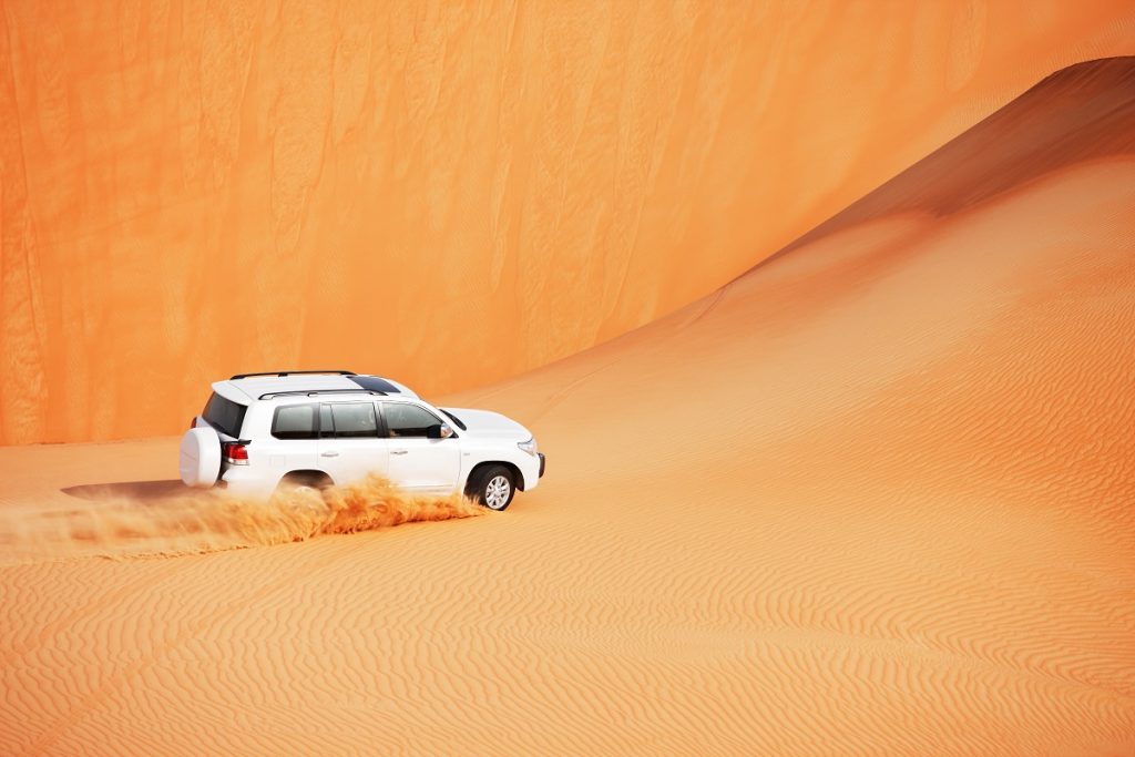 4x4 dune bashing is a popular sport of Arabian desert