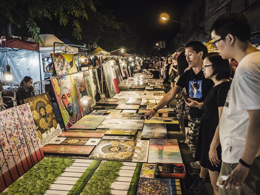 Sunday street night market Chiang Mai Thailand