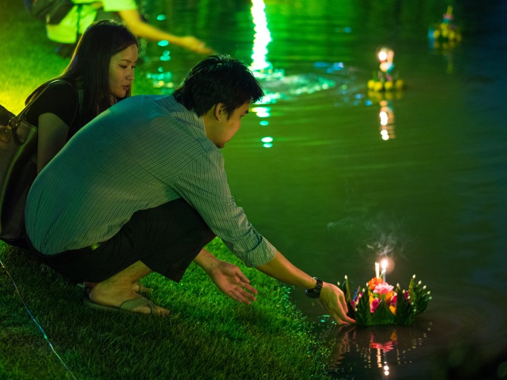 Loy Krathong in Lumpini Park in Bangkok, Thailand